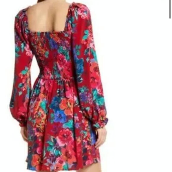 Charles Henry red long-sleeve mini dress - Picture 2 of 4